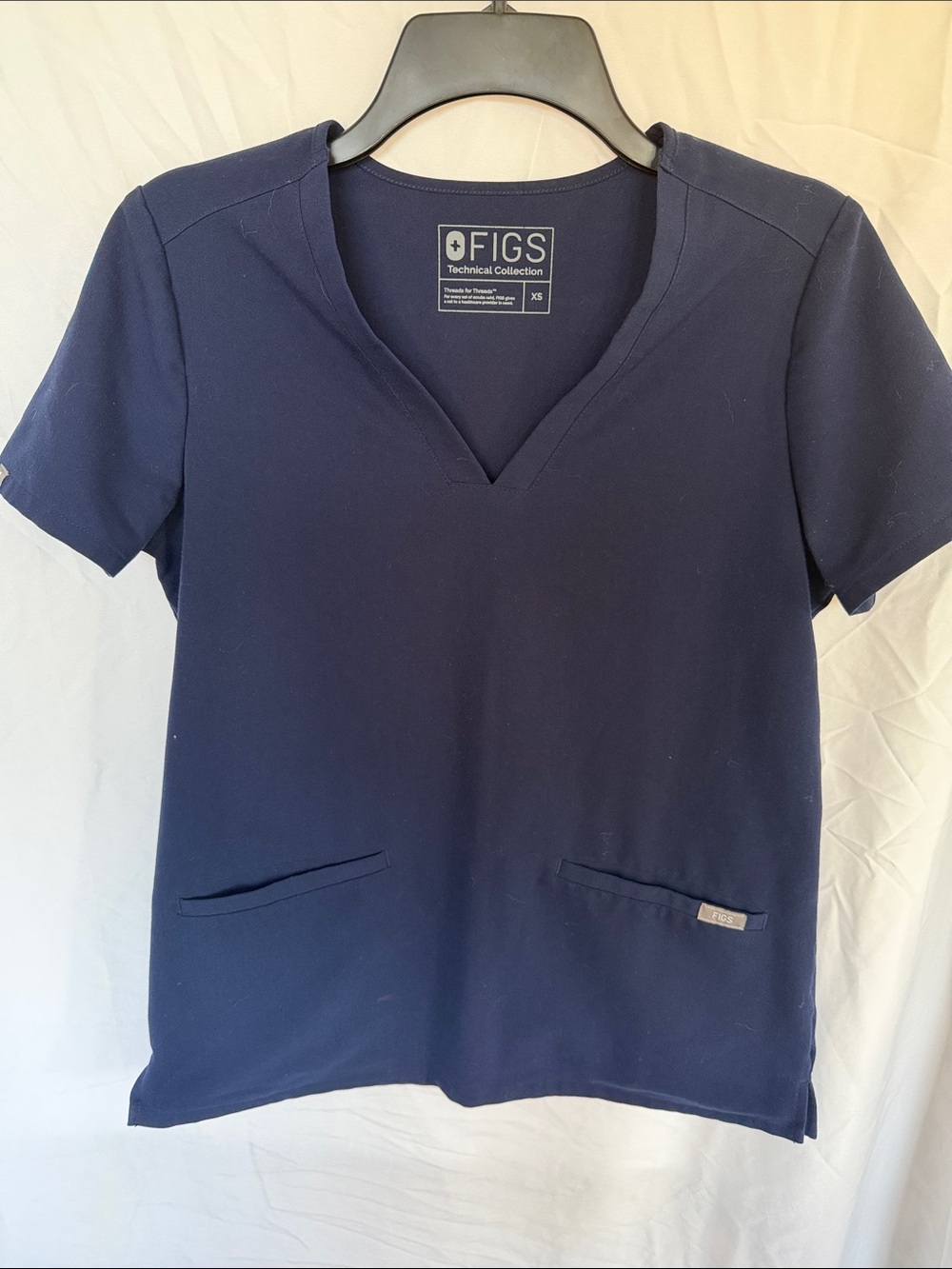 Figs Navy Short-Sleeve V-Neck Scrub Top - Picture 1 of 4